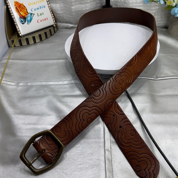 (H) Gap 1969 Vintage Floral Design Large Leather Belt - Picture 10 of 11